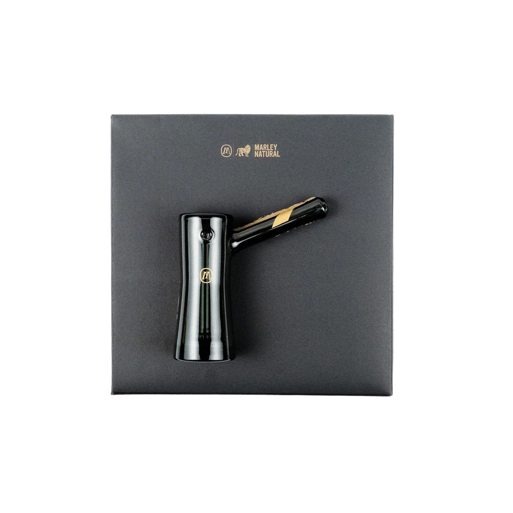 Marley Natural Smoked Glass Bubbler with Gold Stripe Decal