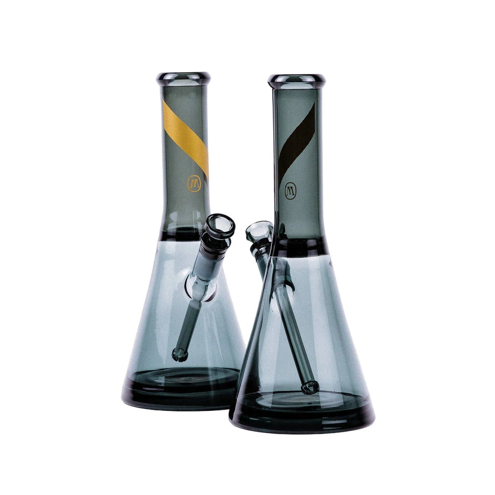 Marley Natural Smoked Glass Water Pipe with Gold Stripe Decal