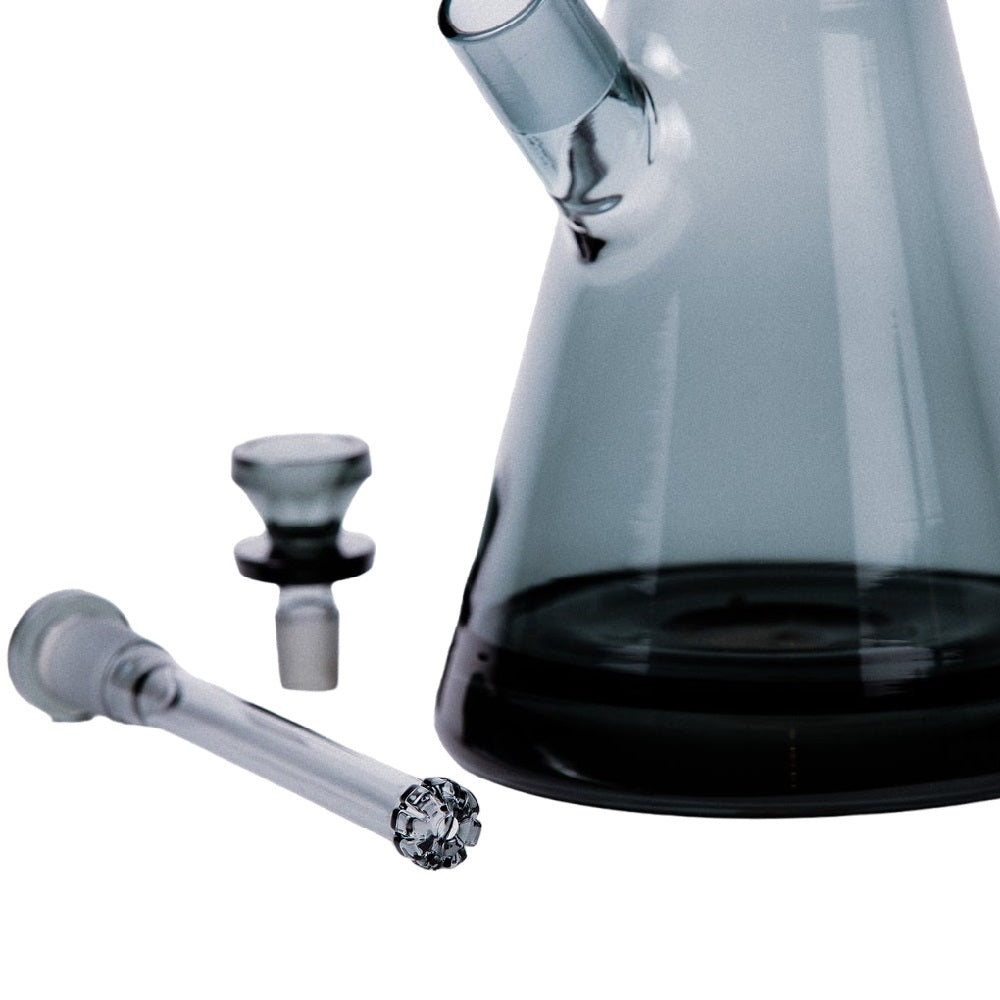 Marley Natural Smoked Glass Water Pipe with Gold Stripe Decal