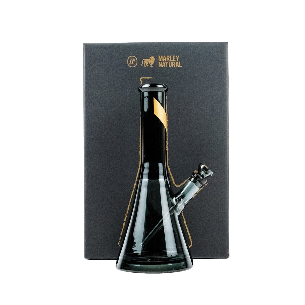 Marley Natural Smoked Glass Water Pipe with Gold Stripe Decal