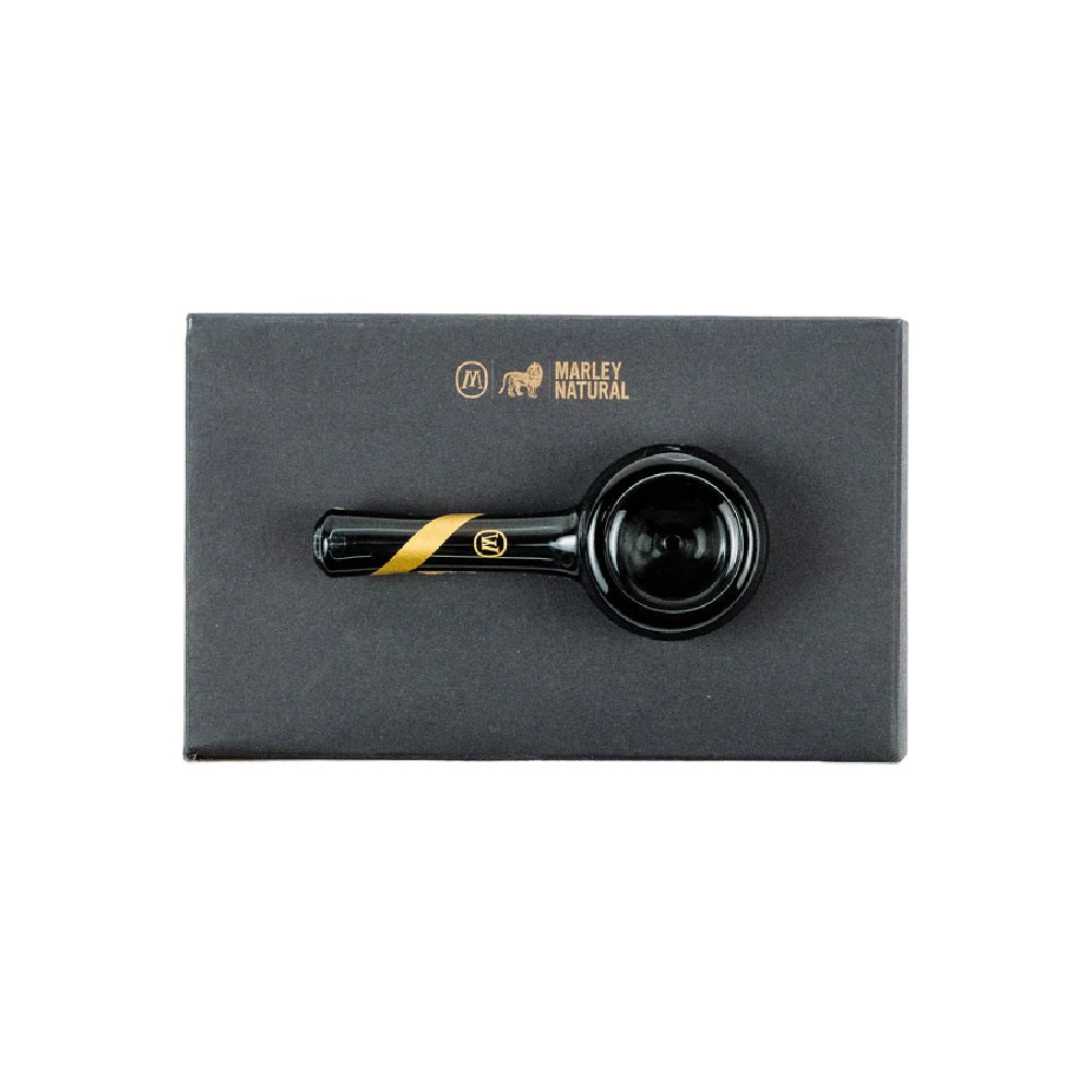 Marley Smoked Glass Spoon Pipe with Gold Stripe Decal