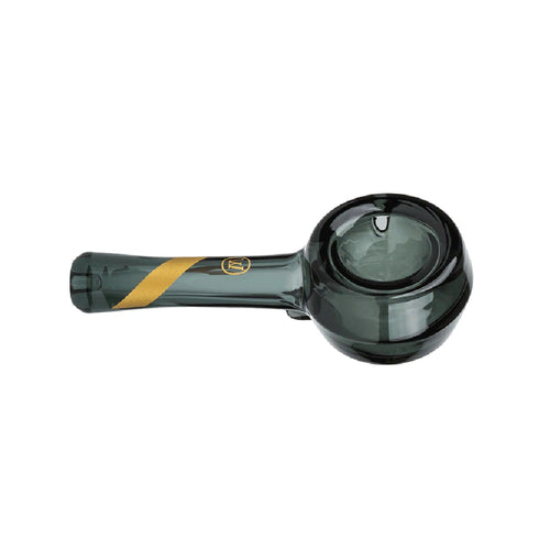Marley Smoked Glass Spoon Pipe with Gold Stripe Decal