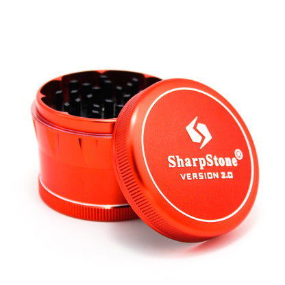 SharpStone® V2 Hard Top 4 Piece Herb Grinder - Red