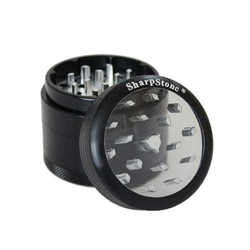 SharpStone® Clear Top 4 Piece Herb Grinder - Black