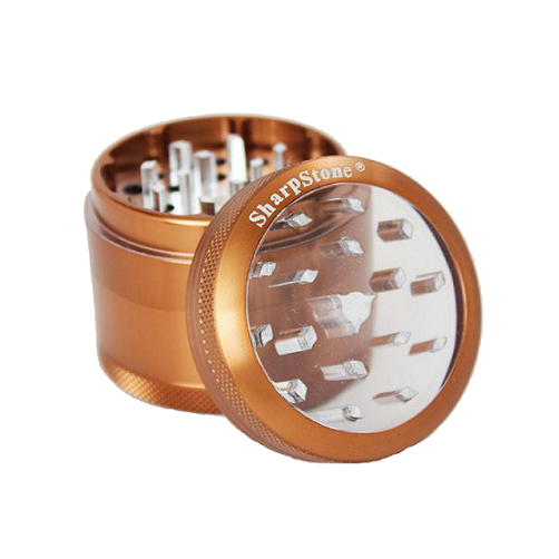 SharpStone® Clear Top 4 Piece Herb Grinder - Brown