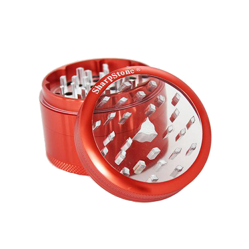 SharpStone® Clear Top 4 Piece Herb Grinder - Red